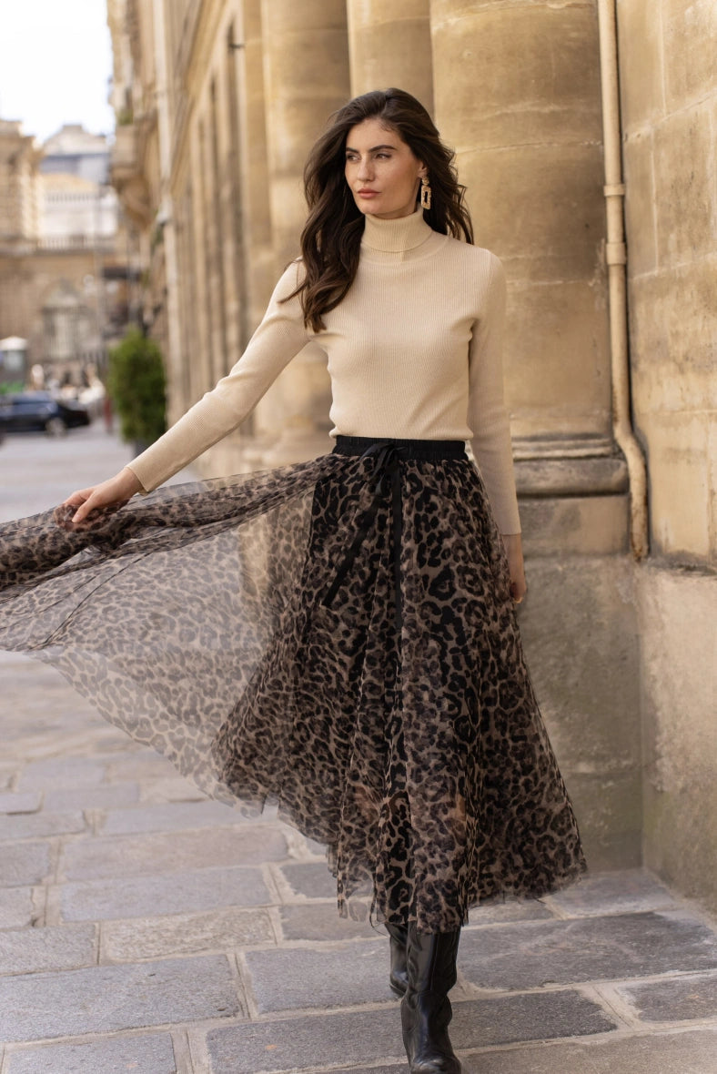 Maxi Skirt | Leopard Print &amp; Flowing Tulle