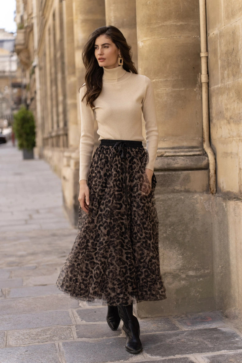 Maxi Skirt | Leopard Print &amp; Flowing Tulle