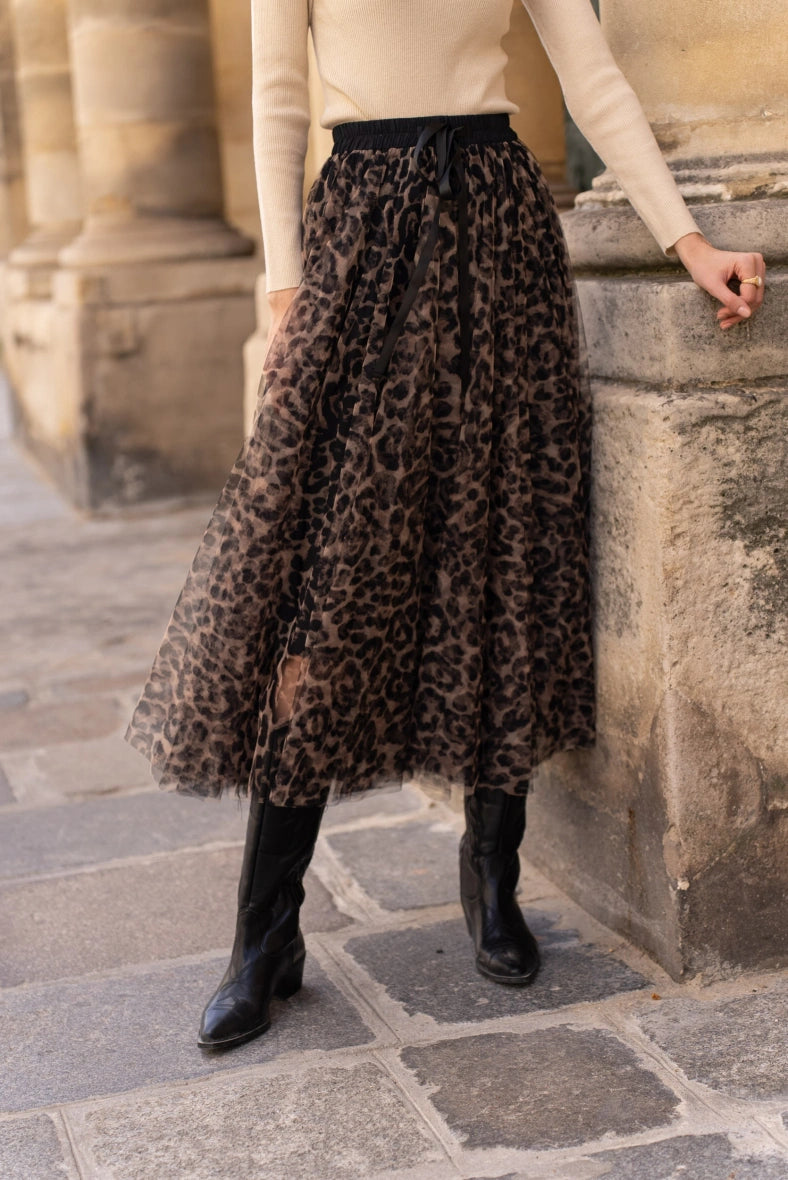 Maxi Skirt | Leopard Print &amp; Flowing Tulle