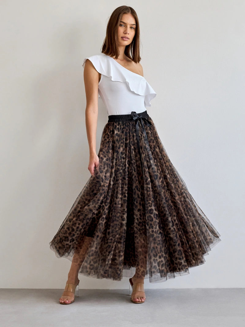 Maxi Skirt | Leopard Print &amp; Flowing Tulle