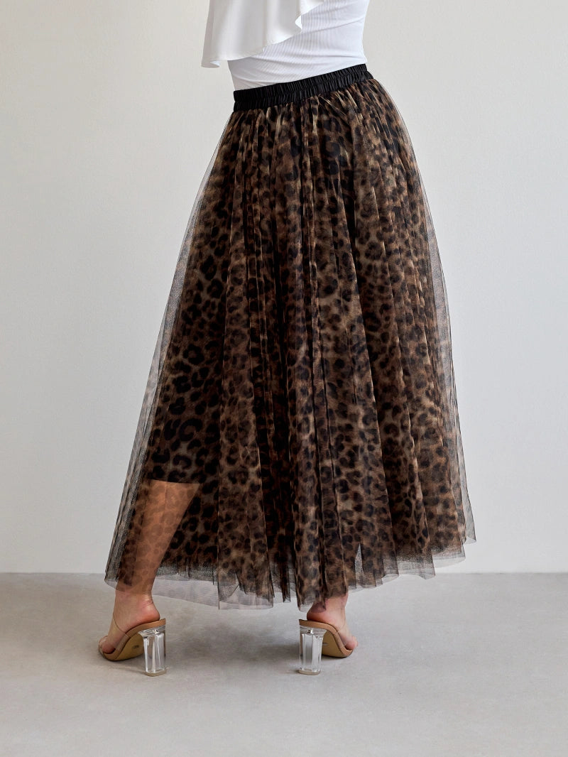 Maxi Skirt | Leopard Print &amp; Flowing Tulle
