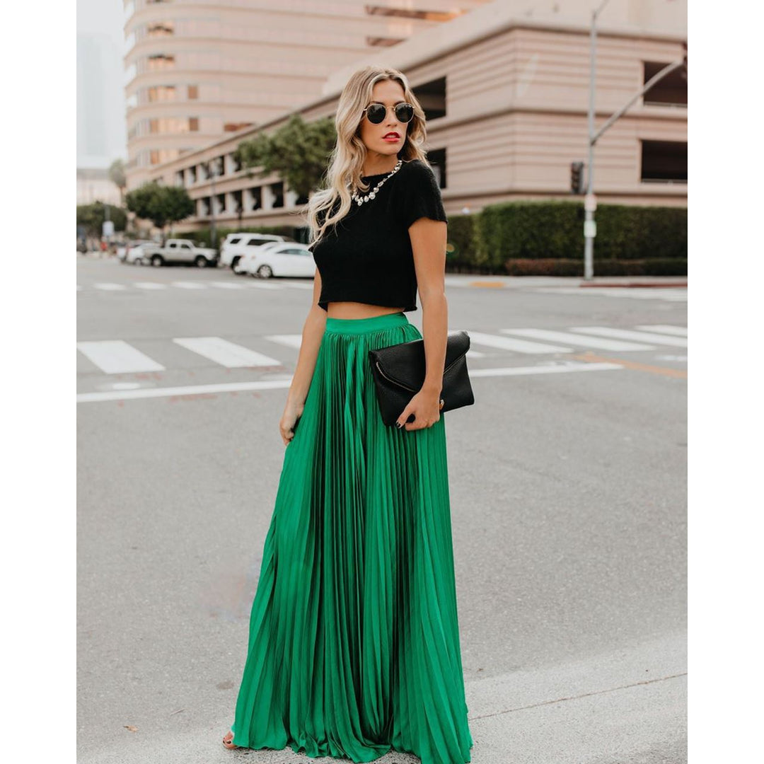 Maxi Skirt | Pleated Fall &amp; High Waist