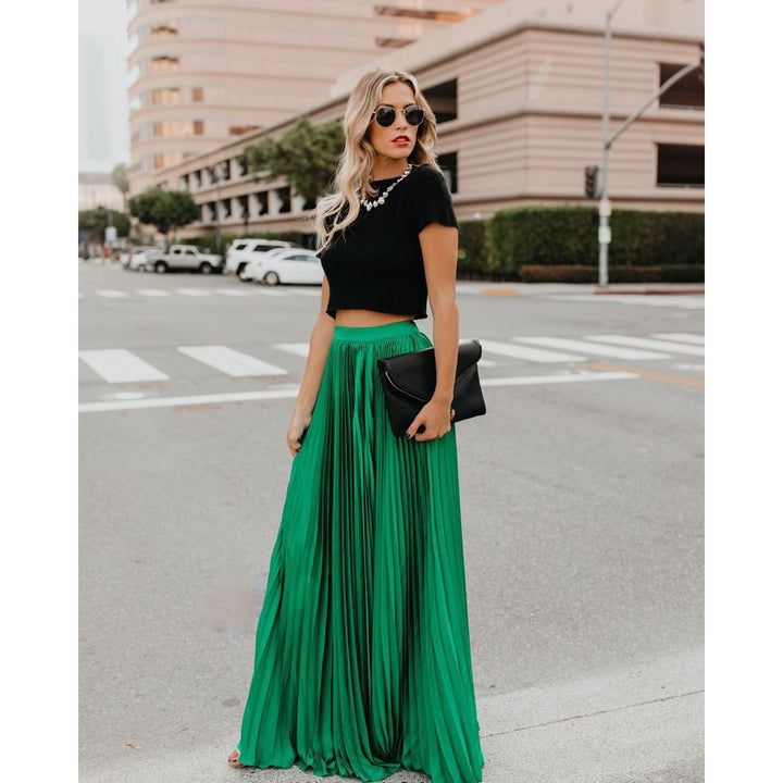 Maxi Skirt | Pleated Fall &amp; High Waist