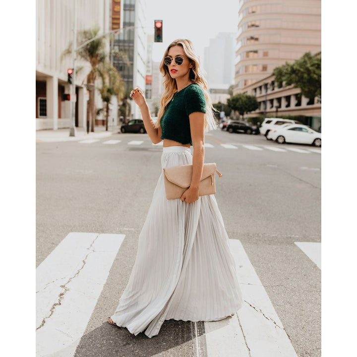 Maxi Skirt | Pleated Fall &amp; High Waist