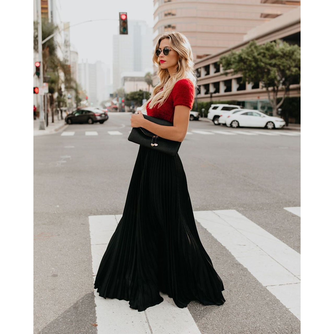 Maxi Skirt | Pleated Fall &amp; High Waist