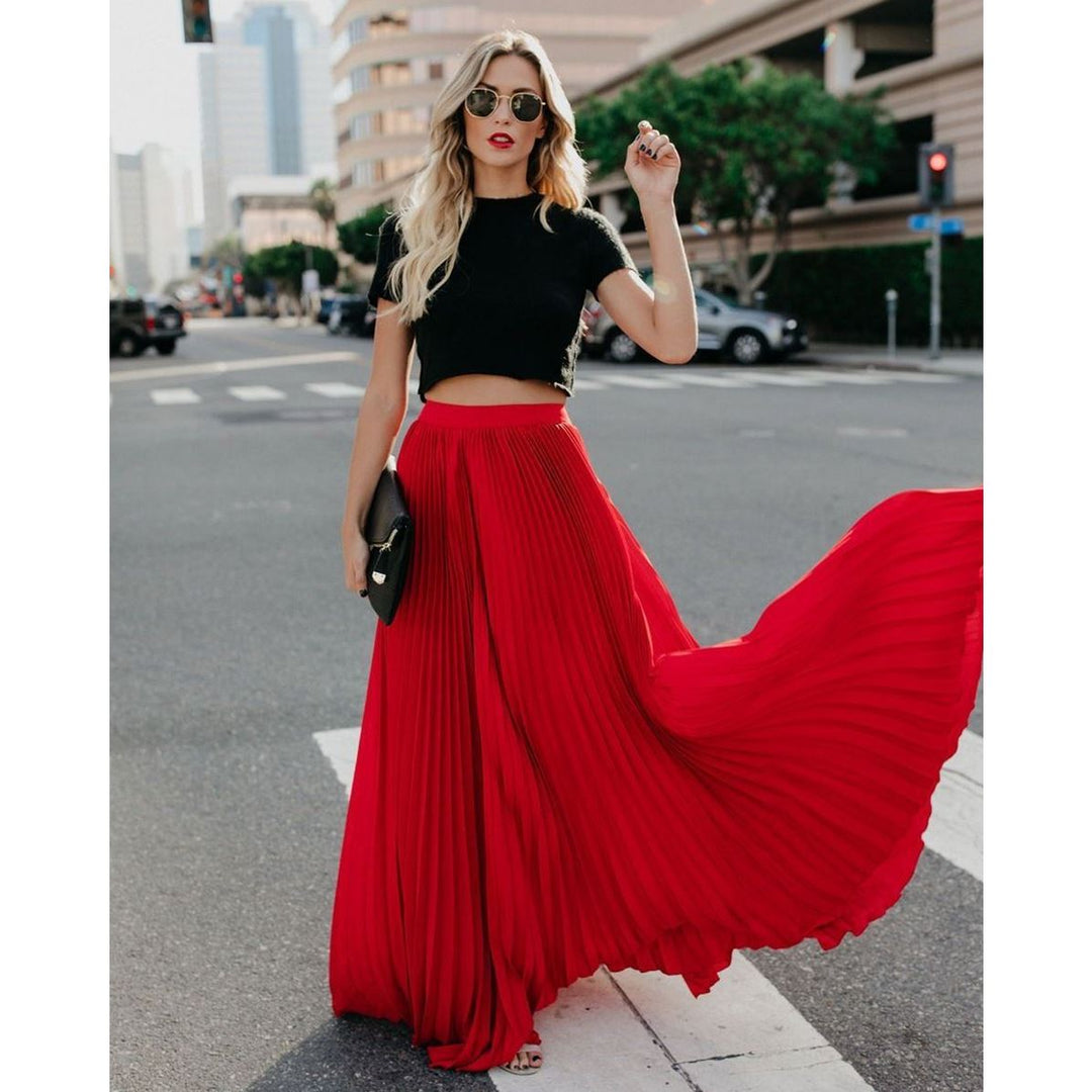 Maxi Skirt | Pleated Fall &amp; High Waist
