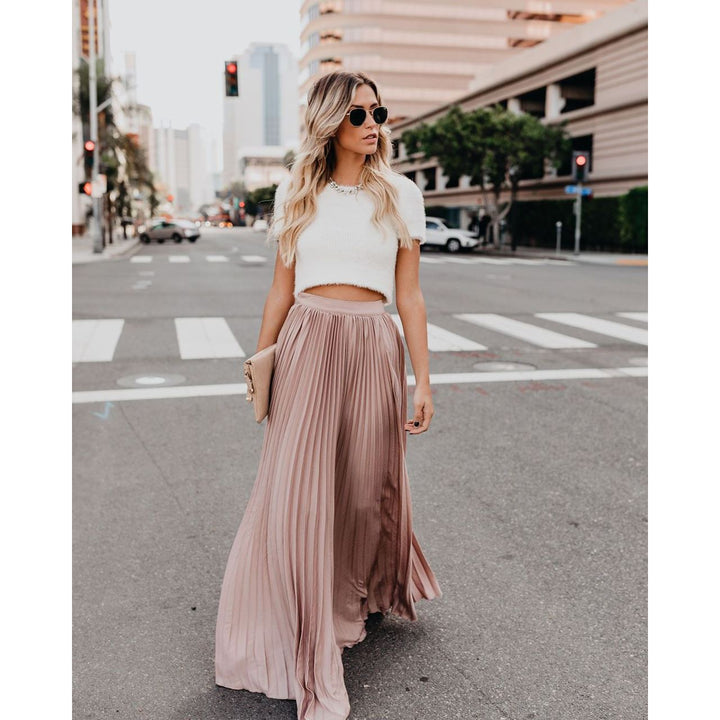 Maxi Skirt | Pleated Fall &amp; High Waist
