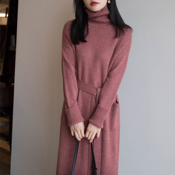Genna | High-Neck Long-Sleeve Casual Loose Knit Dress