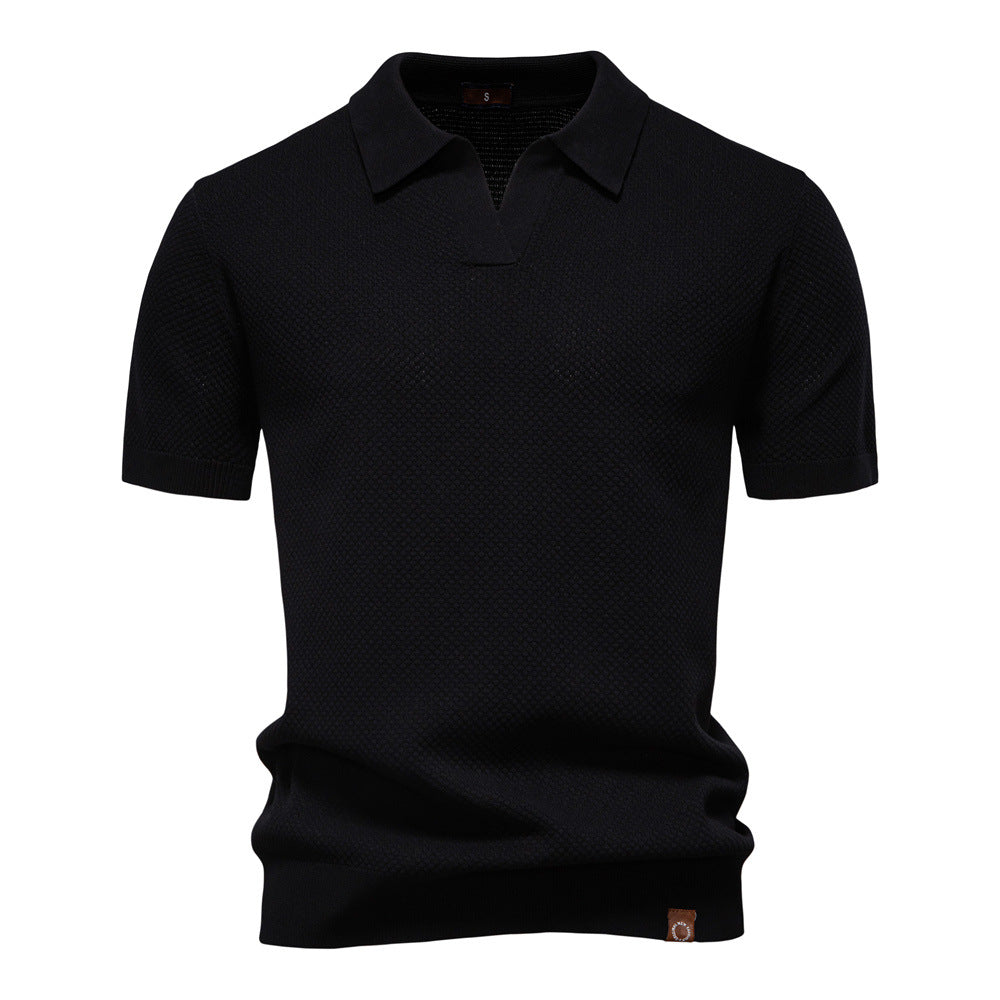 Hetty London Textured Knit Polo Shirt for Men