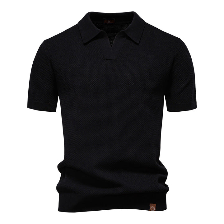 Hetty London Textured Knit Polo Shirt for Men