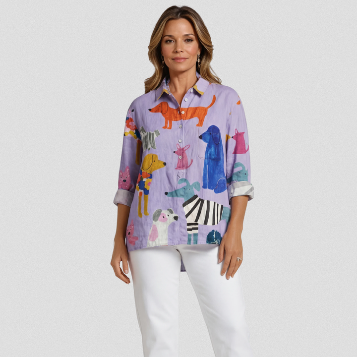 Rose | Casual T-Shirt with Dog Print