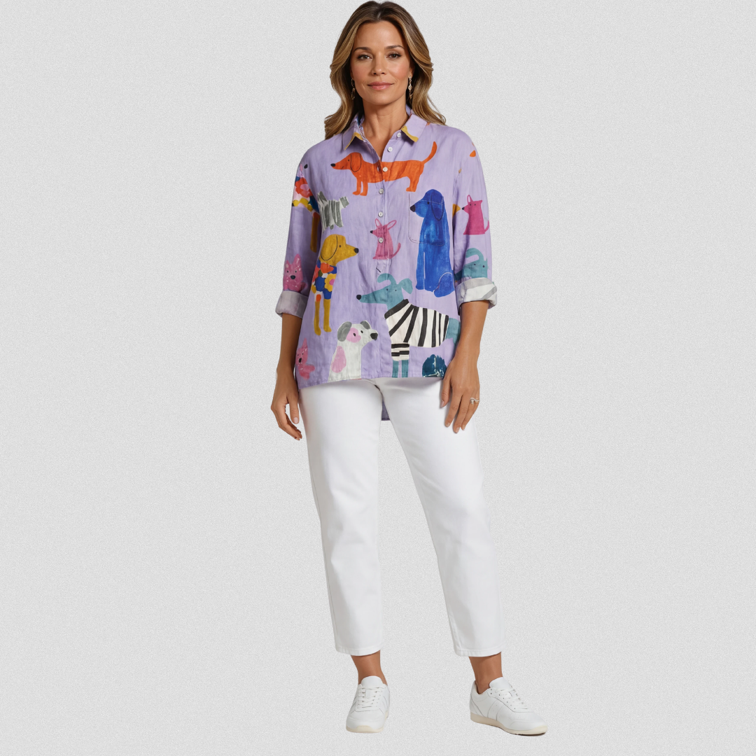 Rose | Casual T-Shirt with Dog Print