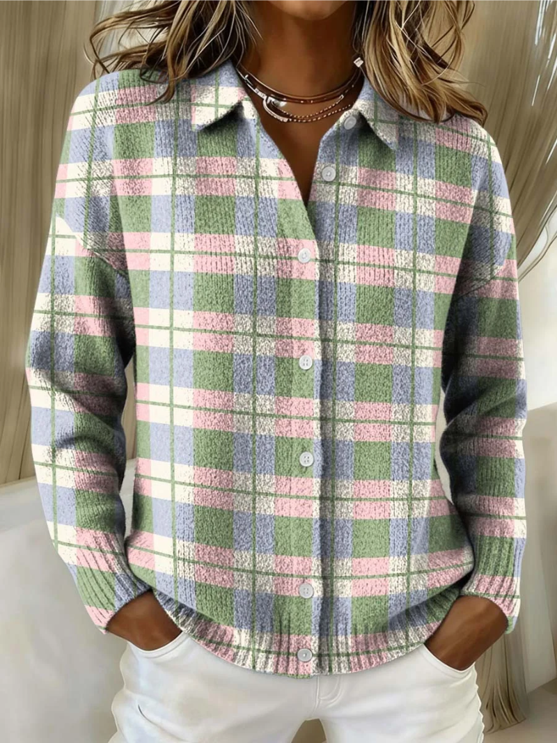 Lena™ | Checked Hoodie Blouse in Fresh Pastel Colours