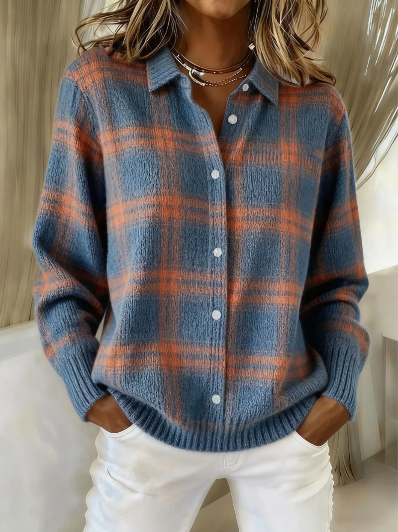 Mira™ | Soft Hoodie Blouse with Check Pattern
