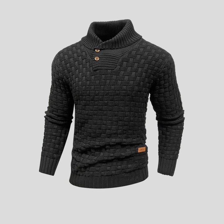Hector - Basketweave Shawl Collar Jumper