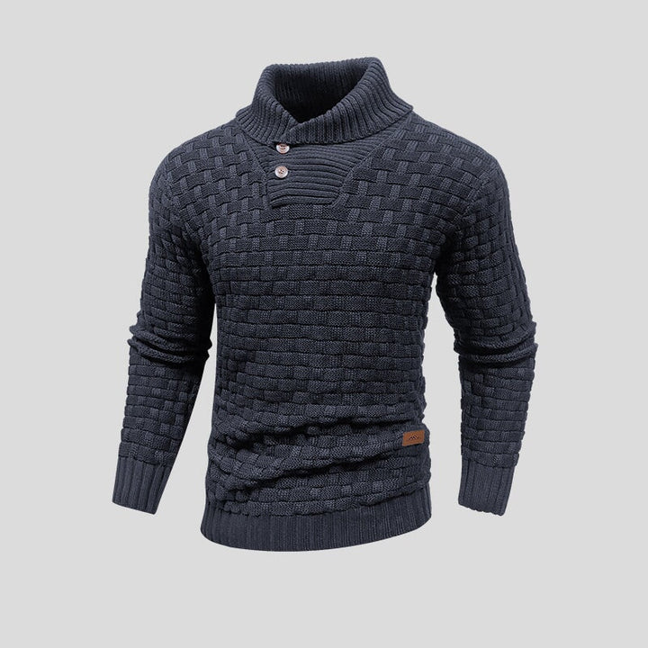 Hector - Basketweave Shawl Collar Jumper