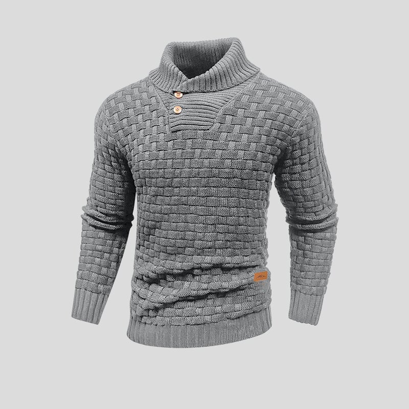 Hector - Basketweave Shawl Collar Jumper