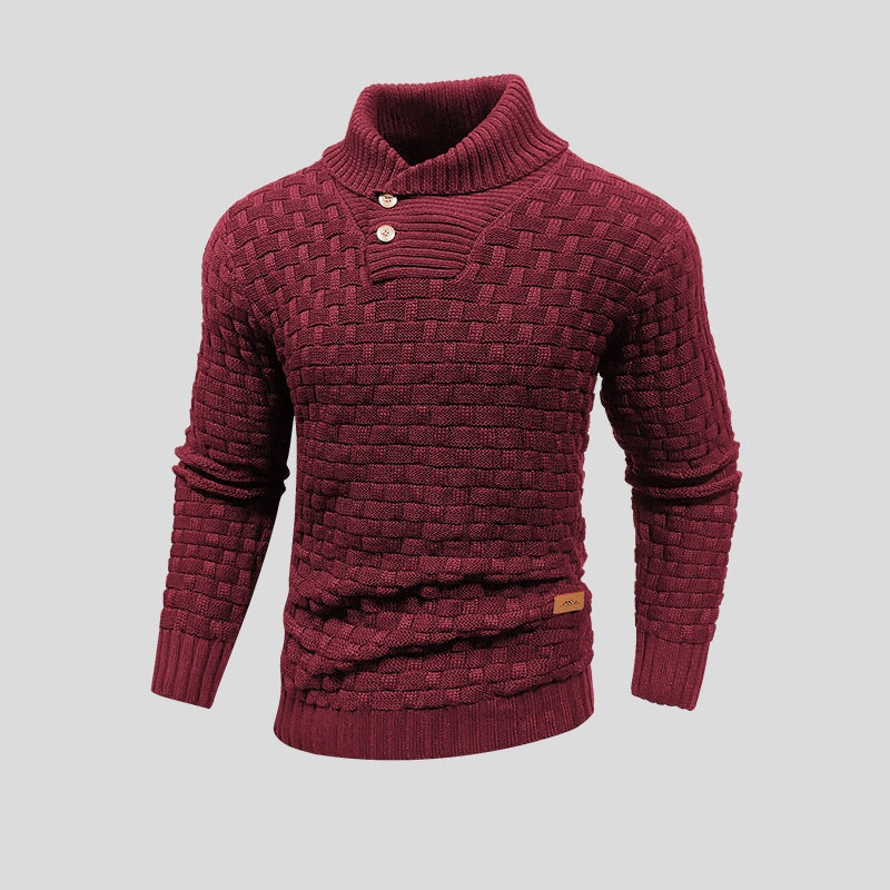 Hector - Basketweave Shawl Collar Jumper