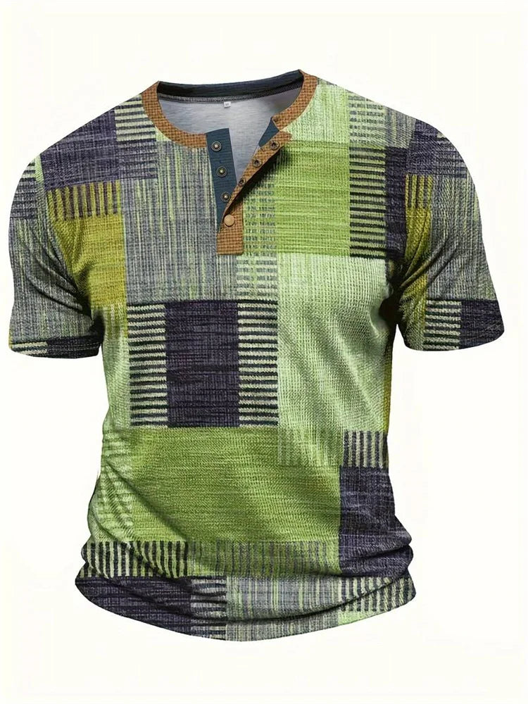 Hetty London Elegant Printed Patchwork T-Shirt for Men