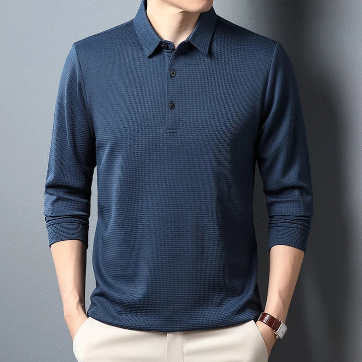 Hetty London Knit Long Sleeve Polo Shirt for Men