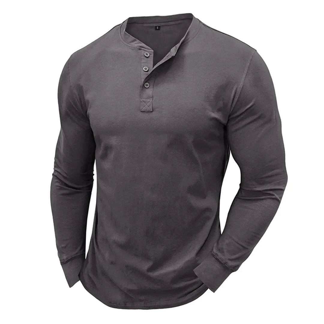 Hetty London Fitted Long Sleeve Henley T-Shirt for Men