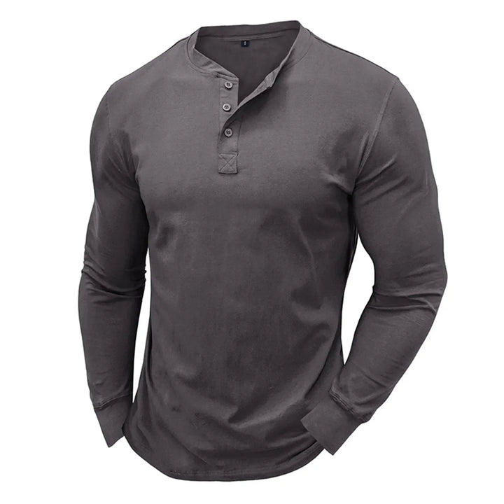 Hetty London Fitted Long Sleeve Henley T-Shirt for Men