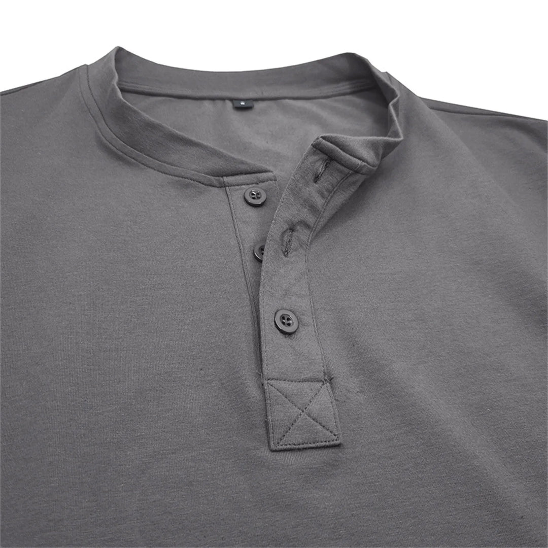 Hetty London Fitted Long Sleeve Henley T-Shirt for Men