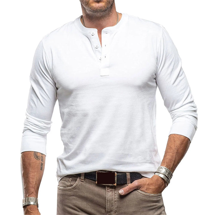 Hetty London Fitted Long Sleeve Henley T-Shirt for Men