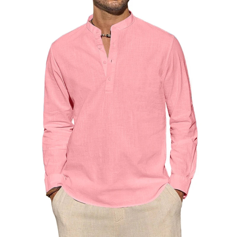 Hetty London Cotton Henley Shirt for Men