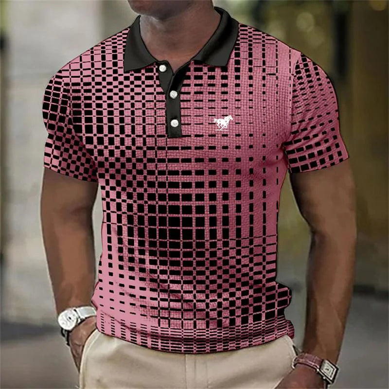 Hetty London Modern Geometric Print Polo Shirt for Men