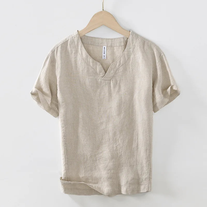 Hetty London Short Sleeve Relaxed Fit Linen Shirt for Men