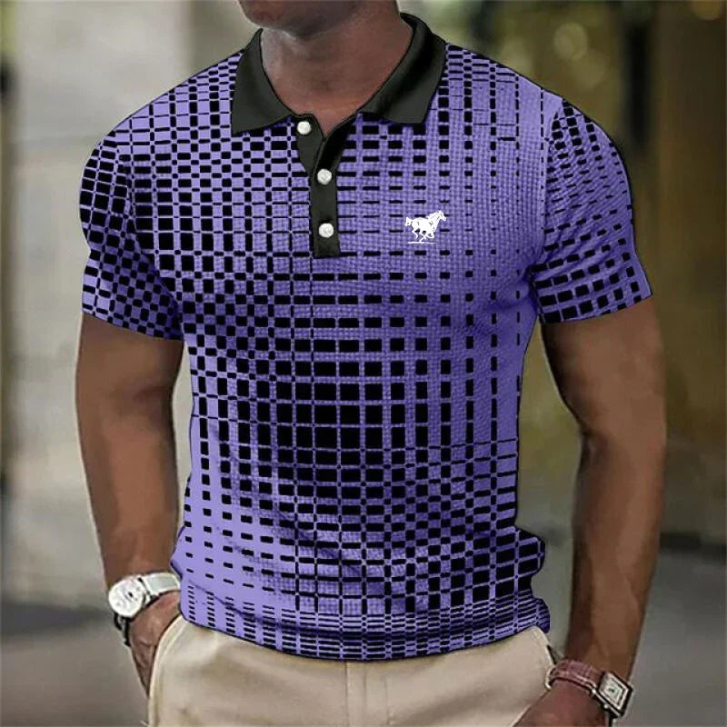 Hetty London Modern Geometric Print Polo Shirt for Men