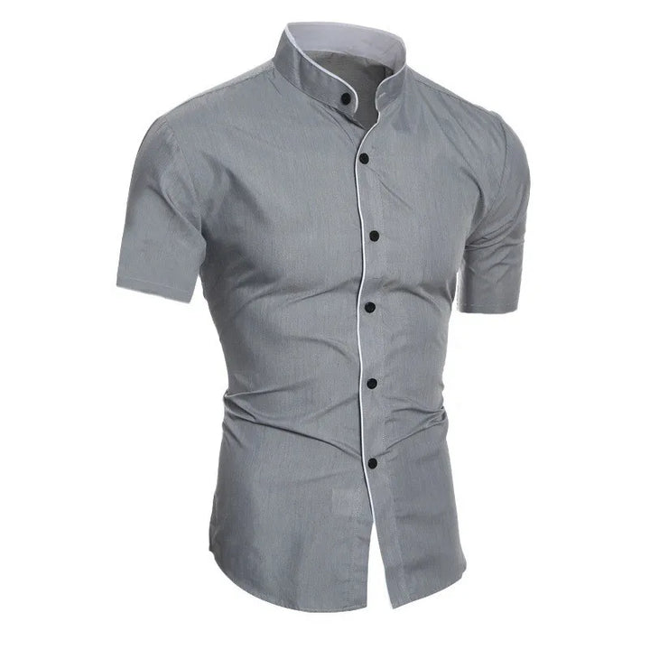 Hetty London Short Sleeve High Collar Shirt for Men