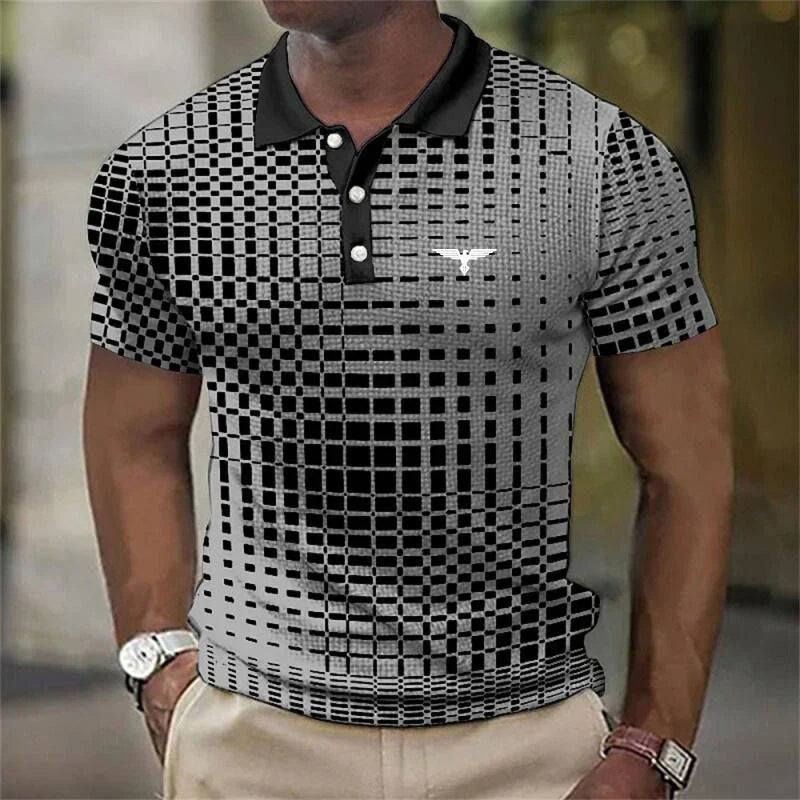 Hetty London Modern Geometric Print Polo Shirt for Men