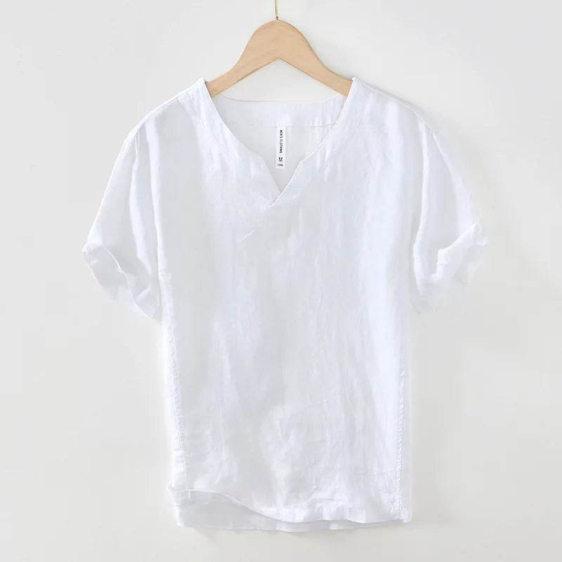 Hetty London Short Sleeve Relaxed Fit Linen Shirt for Men