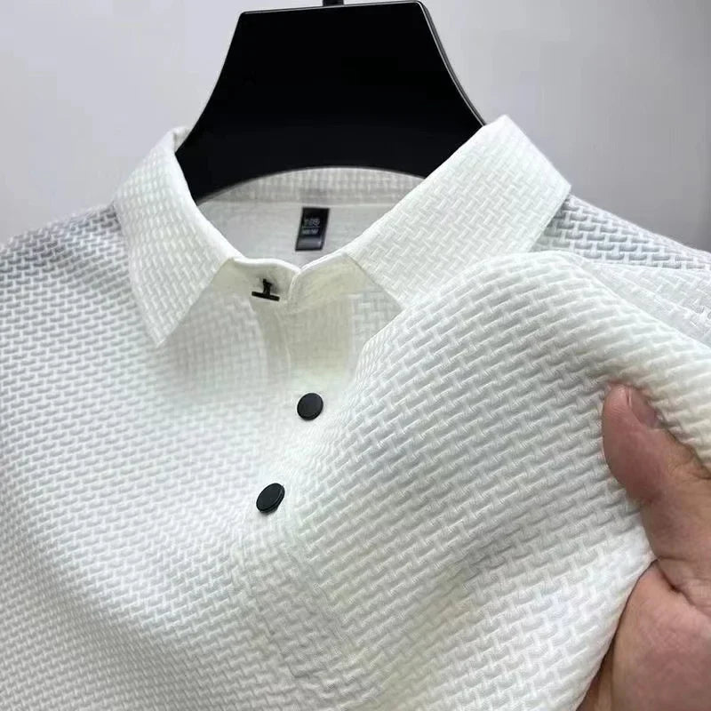 Hetty London Knit Short Sleeve Polo Shirt for Men