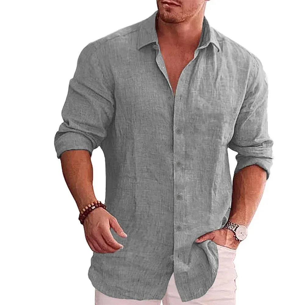 Hetty London Modern Fit Linen Button Shirt for Men