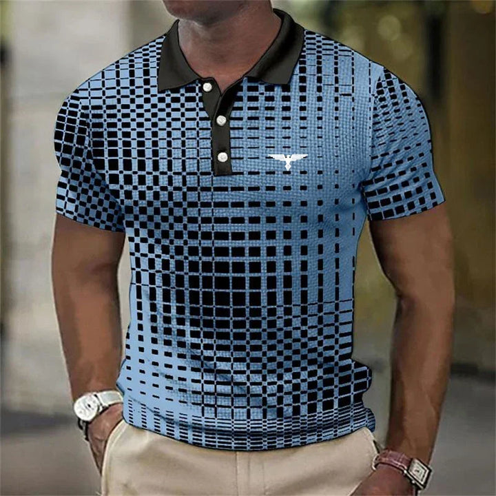 Hetty London Modern Geometric Print Polo Shirt for Men