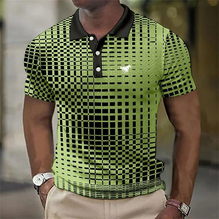 Hetty London Modern Geometric Print Polo Shirt for Men