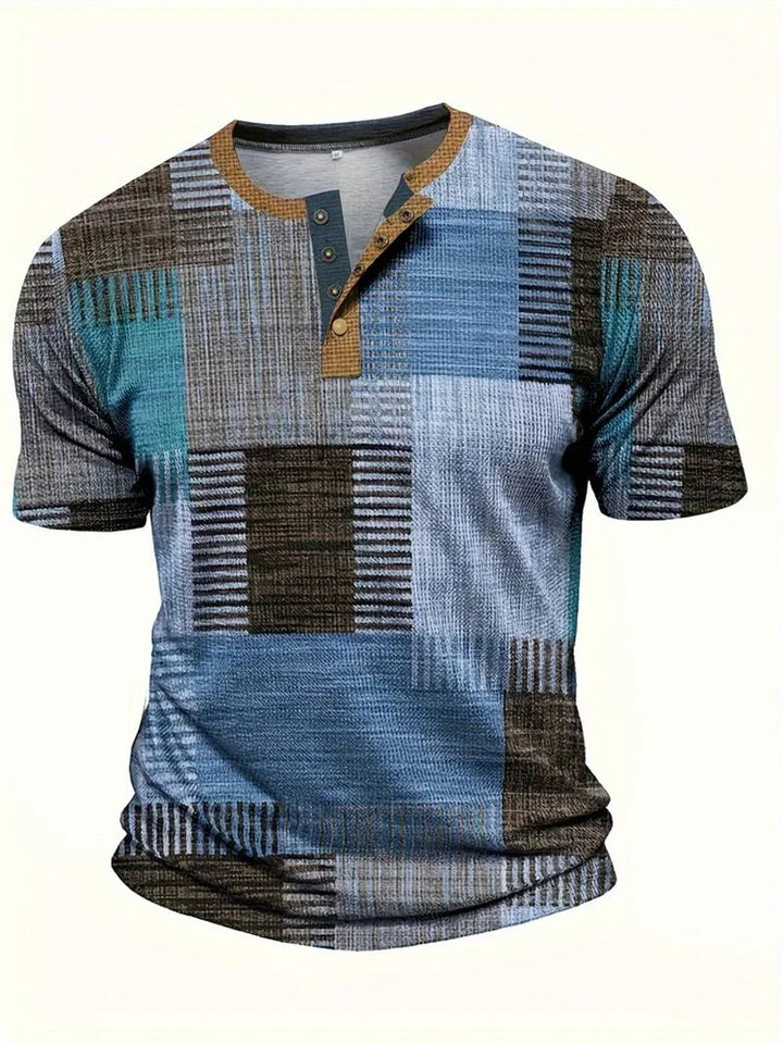 Hetty London Elegant Printed Patchwork T-Shirt for Men