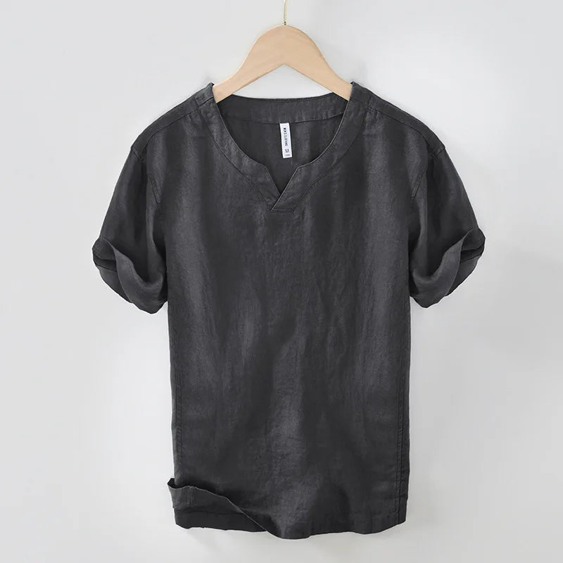 Hetty London Short Sleeve Relaxed Fit Linen Shirt for Men