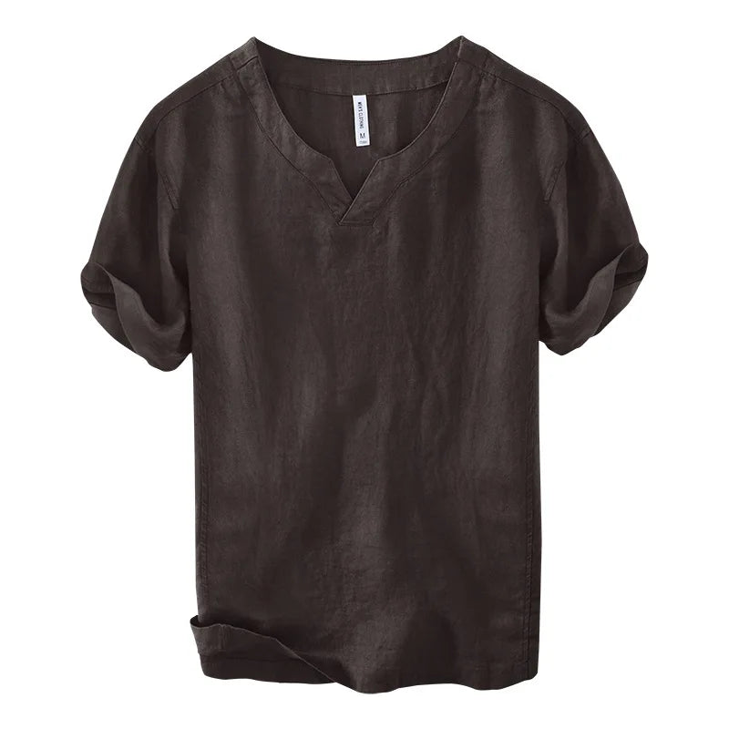 Hetty London Short Sleeve Relaxed Fit Linen Shirt for Men