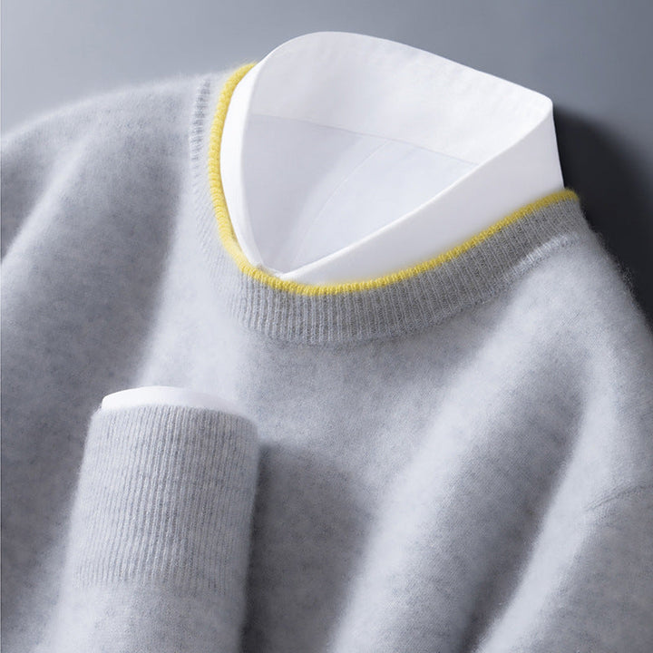 Edmund - White Trim Crew Neck Jumper