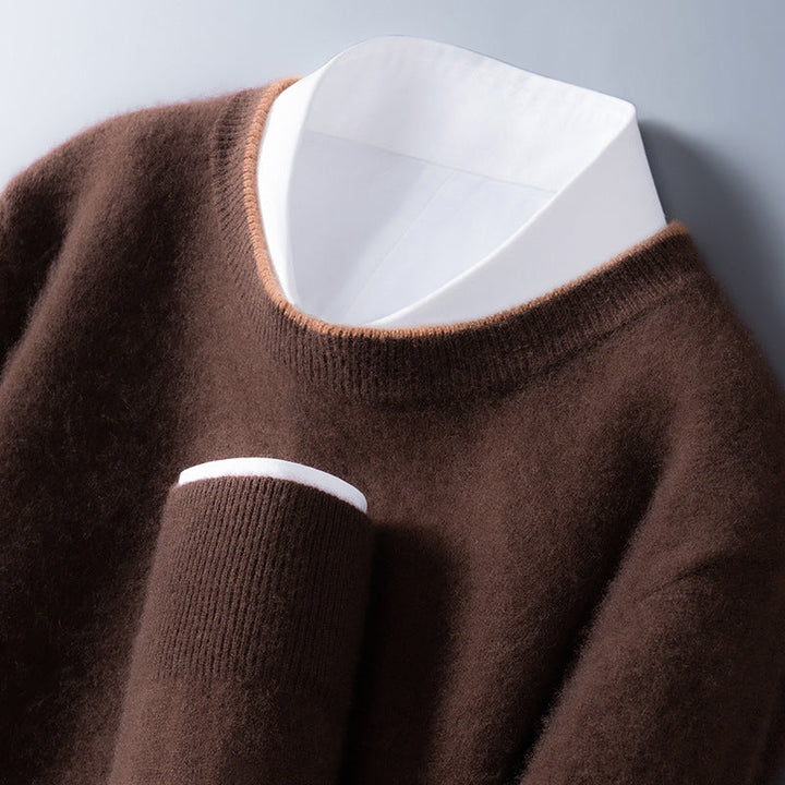 Edmund - White Trim Crew Neck Jumper