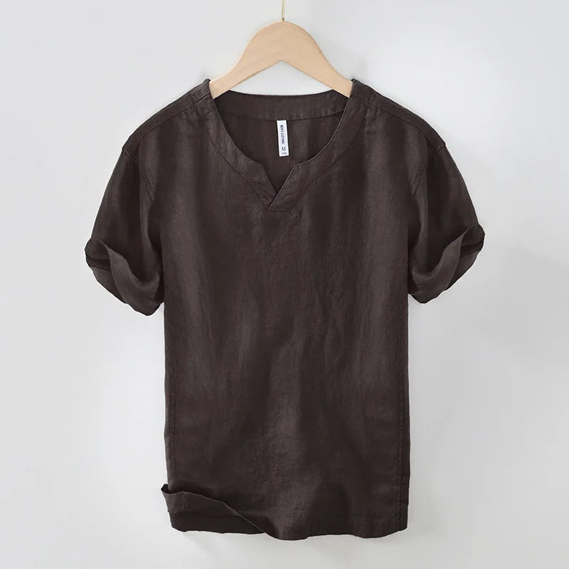 Hetty London Short Sleeve Relaxed Fit Linen Shirt for Men