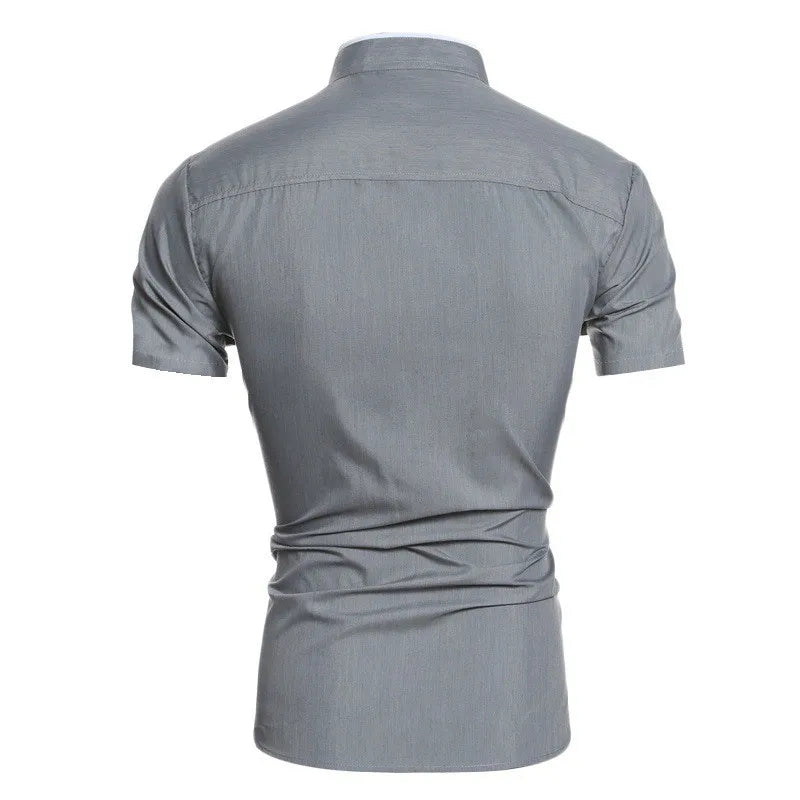 Hetty London Short Sleeve High Collar Shirt for Men