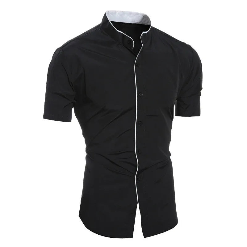 Hetty London Short Sleeve High Collar Shirt for Men