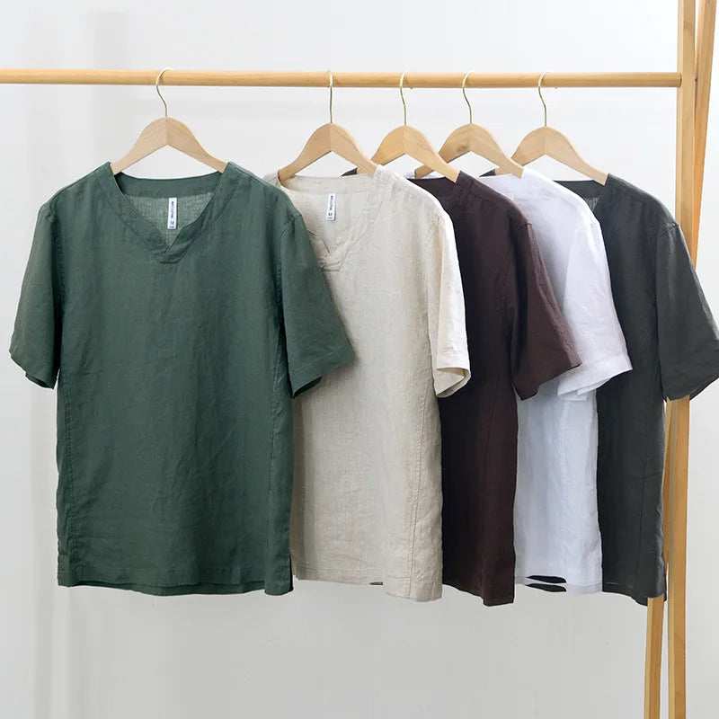 Hetty London Short Sleeve Relaxed Fit Linen Shirt for Men