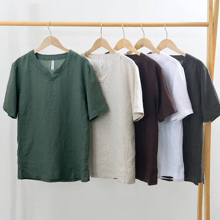 Hetty London Short Sleeve Relaxed Fit Linen Shirt for Men