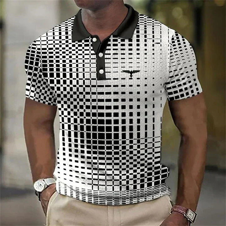 Hetty London Modern Geometric Print Polo Shirt for Men